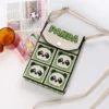 WPBGWB000150 Cute Panda Pattern Hand-Knitted Phone Bag Versatile Handbag Light Green