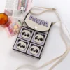 WPBGWB000146 Cute Panda Pattern Hand-Knitted Phone Bag Versatile Handbag Purple