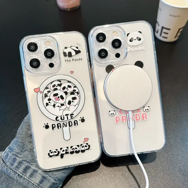 WPASPC001025-01056-02 Cute Panda Pattern Magasafe Transparent Apple iPhone Case