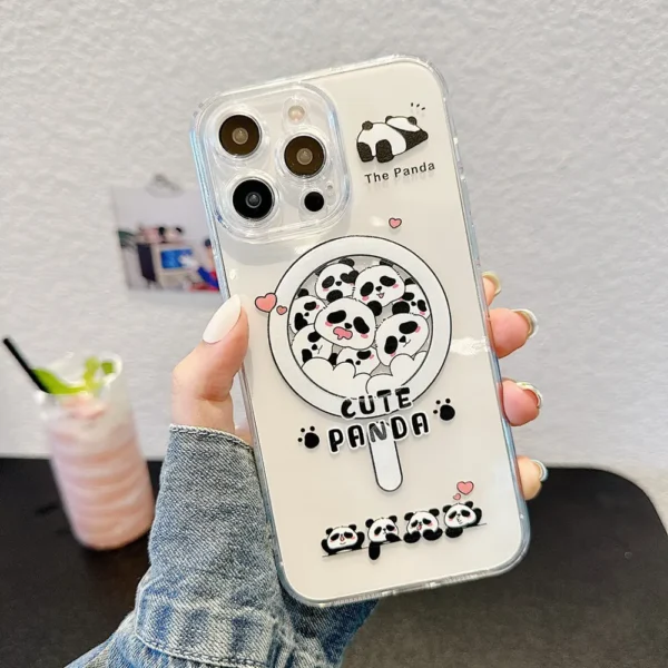 WPASPC001041 Cute Panda Pattern Magasafe Transparent Apple iPhone Case