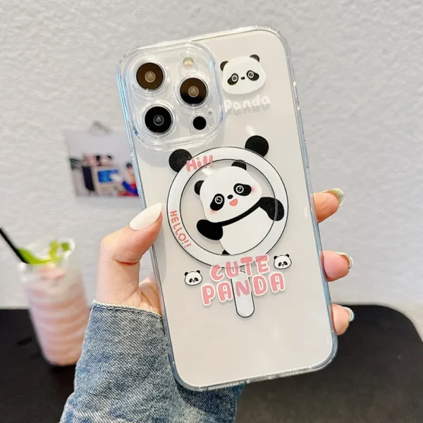 WPASPC001025 Cute Panda Pattern Magasafe Transparent Apple iPhone Case