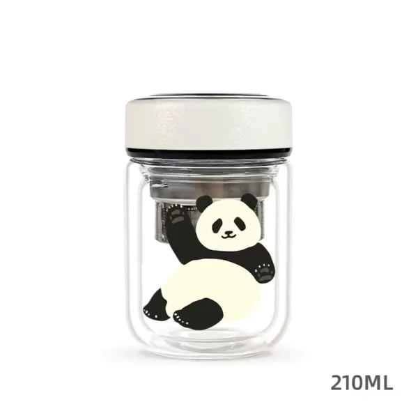 WPLSCPTC0027 Cute Panda Pattern Mini Double-Layer Glass Water Cup
