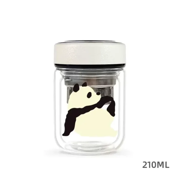 WPLSCPTC0028 Cute Panda Pattern Mini Double-Layer Glass Water Cup
