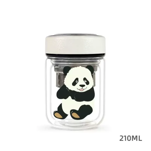 WPLSCPTC0029 Cute Panda Pattern Mini Double-Layer Glass Water Cup