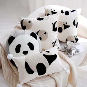 WPHHCS000049-0056 Cute Panda Pillow Minimalist Style Sofa Cushion for Living Room