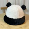 WPCTHABH0119-02 Cute Panda Plush Bucket Hat for Women Winter Thickened