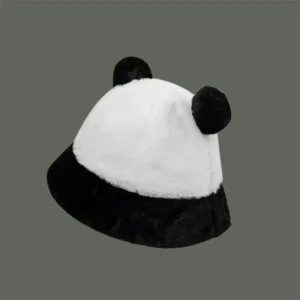 WPCTHABH0119 Cute Panda Plush Bucket Hat for Women Winter Thickened