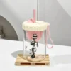 WPLSCPPC0067 Cute Panda Portable Glass Tea Infuser Water Cup with Straw