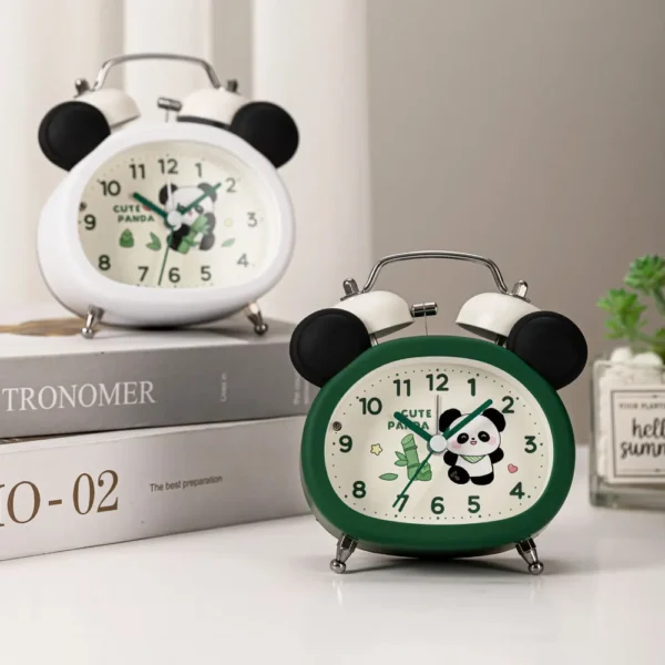 Cute Panda-Shaped Bell Silent Bedroom Alarm Clock