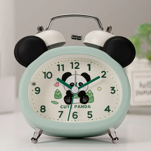 Cute Panda-Shaped Bell Silent Bedroom Alarm Clock