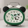 Cute Panda-Shaped Bell Silent Bedroom Alarm Clock Green