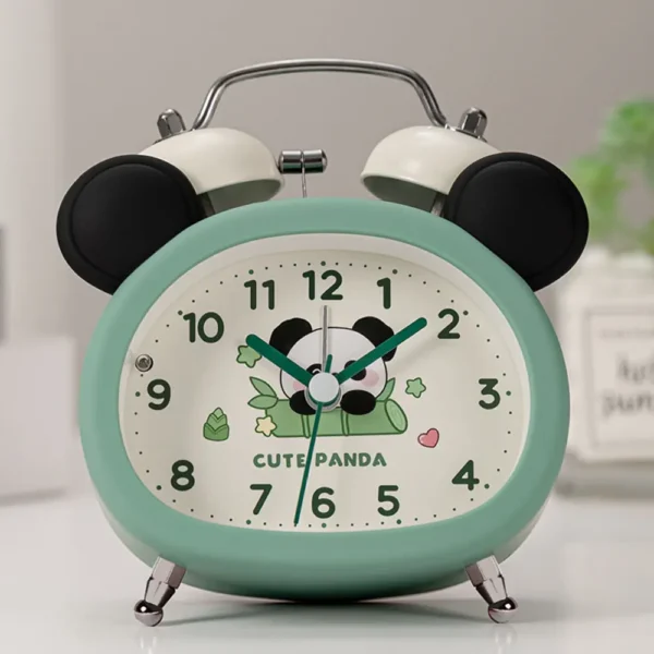 Cute Panda-Shaped Bell Silent Bedroom Alarm Clock