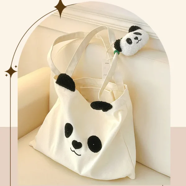 WPBGST000032 Cute Panda-Shaped Canvas Large Capacity Outfit Tote Bag