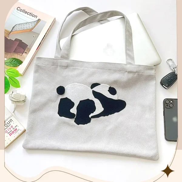 WPBGST000033 Cute Panda-Shaped Canvas Large Capacity Outfit Tote Bag