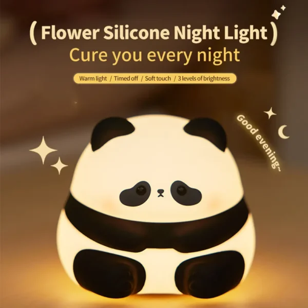 WPLSLM000349 Cute Panda-Shaped Tap Light Small Night Light Bedside Lamp