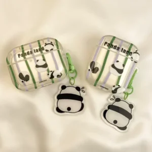 WPASEC000251-0254-01 Cute Panda Striped Design Apple AirPods Protective Case