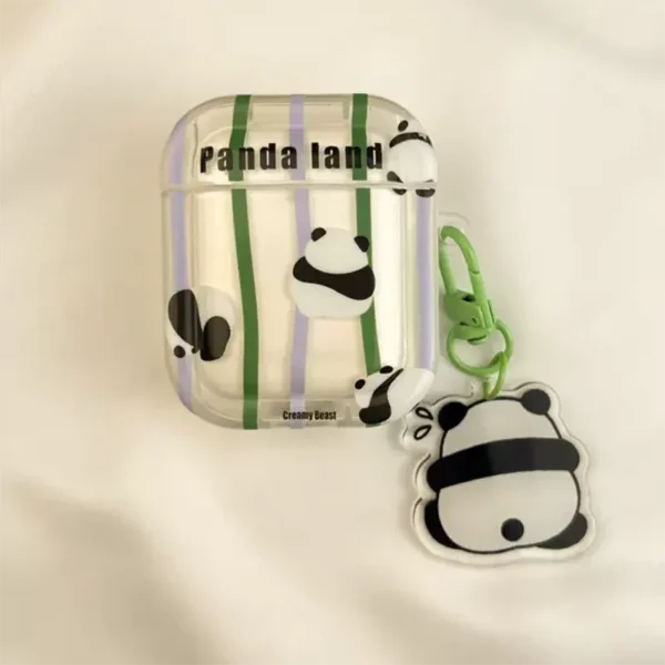 WPASEC000251-0254-04 Cute Panda Striped Design Apple AirPods Protective Case