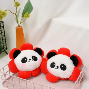WPBGWC000198-01 Cute Panda Sunflower Plush Coin Purse Keychain Accessory
