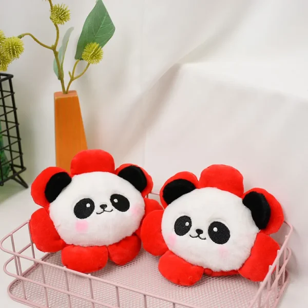 WPBGWC000198-01 Cute Panda Sunflower Plush Coin Purse Keychain Accessory