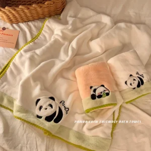 WPCTTW000167-0172-01 Cute Panda Towel Bath Towel Hair Cap 3-Piece Set Thickened