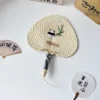 WPLSFN000239 Cute Panda Traditional Handmade Livistona Woven Fan