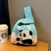 WPBGWB000115 Cute Panda with Flower Color-Blocked Woven Mini Tote Bag