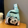 WPBGWB000120 Cute Panda with Flower Color-Blocked Woven Mini Tote Bag