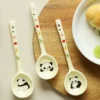 WPHHTW000209-0212-02 Cute Panda with Flowers Ceramic Spoon Long Handle Home Use