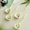 WPHHTW000209-0212-03 Cute Panda with Flowers Ceramic Spoon Long Handle Home Use