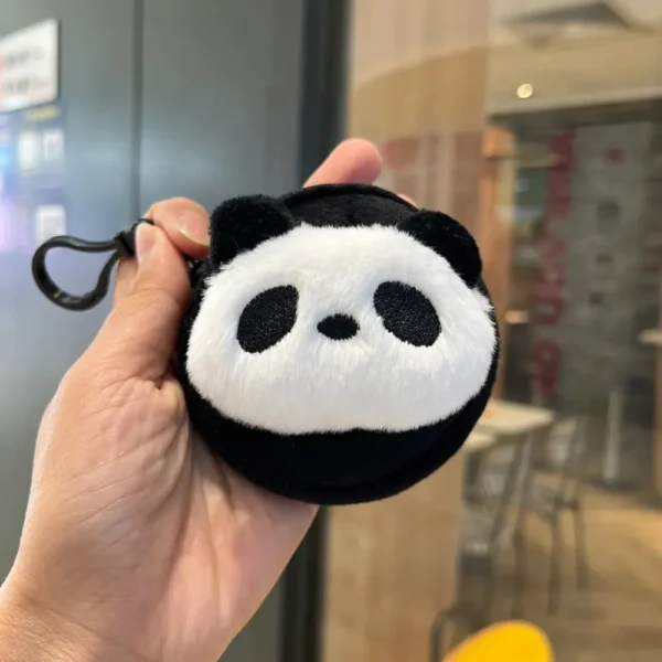 WPBGWC000197-02 Cute Plush Panda Head Coin Purse Mini Headphone Storage Bag