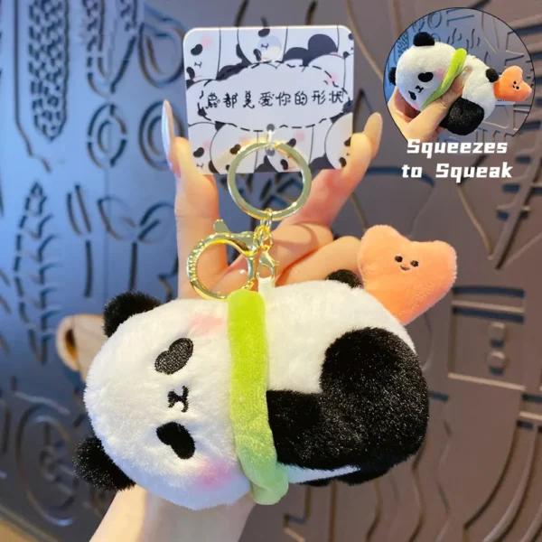 WPDCCM000077-04 Cute Plush Panda Squeaky Toy Keychain Creative Bag Charm