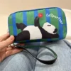 WPBGHB000214-01 Cute Striped Color-Blocked Panda Clutch Zipper Makeup Bag