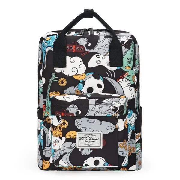 WPBGBP000051-0052-02 Designer Panda Theme Graffiti Backpack Travel Rucksack