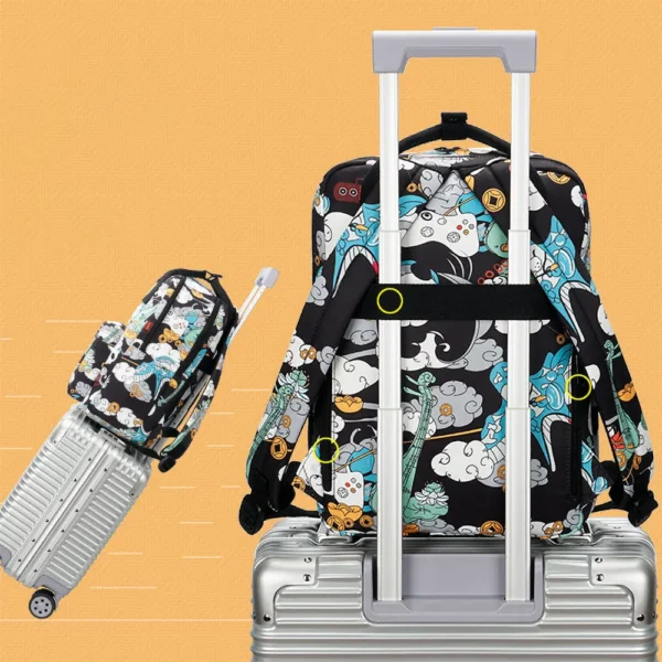 WPBGBP000051-0052-04 Designer Panda Theme Graffiti Backpack Travel Rucksack