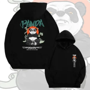 WPCTSS000320 Designer Trendy Panda Hoodie for Men Loose-Fit Sweatshirt Black