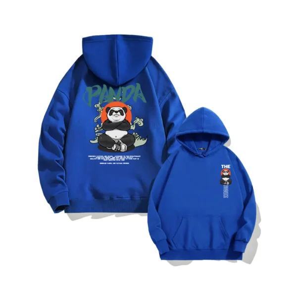 WPCTSS000355 Designer Trendy Panda Hoodie for Men Loose-Fit Sweatshirt Blue