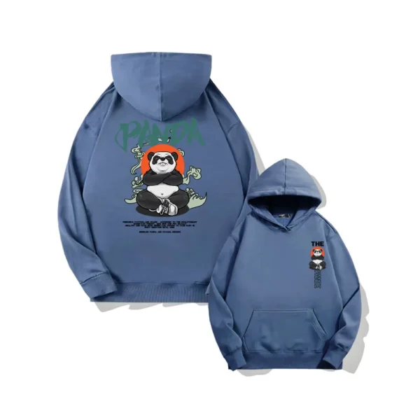 WPCTSS000362 Designer Trendy Panda Hoodie for Men Loose-Fit Sweatshirt Haze Blue