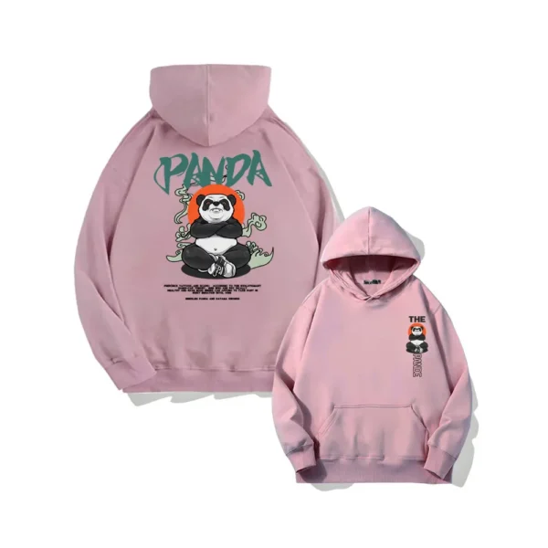 WPCTSS000348 Designer Trendy Panda Hoodie for Men Loose-Fit Sweatshirt Pink