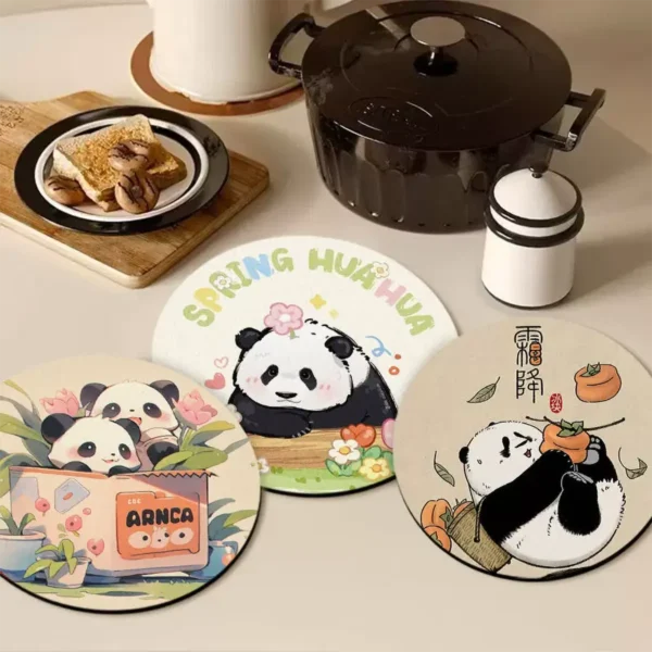 Dining Table Heat-Resistant Mat Cartoon Panda Placemat Coaster