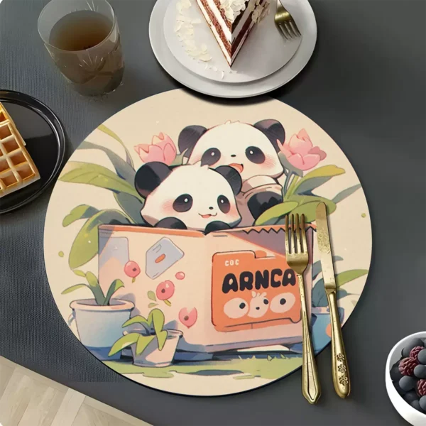 Dining Table Heat-Resistant Mat Cartoon Panda Placemat Coaster