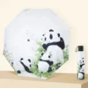 WPLSUB000282 Elegant Hand-Painted Style Panda Pattern UV-Proof Umbrella Green