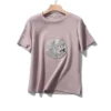 WPCTTS000624 Embroidered Panda Holding Bamboo Women's T-Shirt Pink