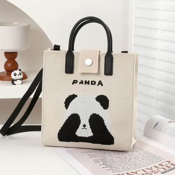 WPBGST000022 Everyday Casual Versatile Cute Covering Eyes Panda Tote Bag