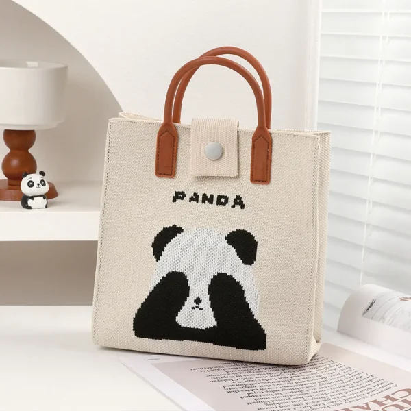WPBGST000023 Everyday Casual Versatile Cute Covering Eyes Panda Tote Bag