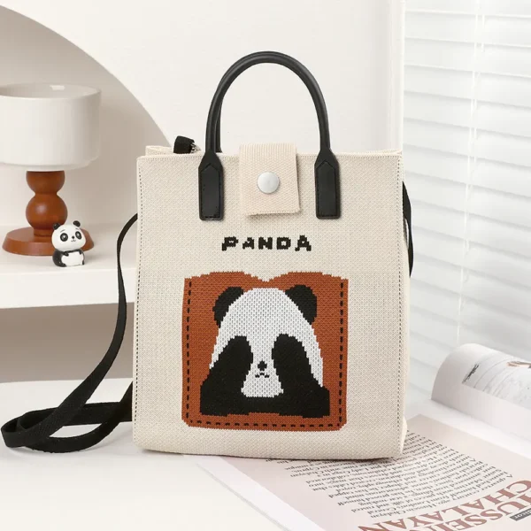 WPBGST000025 Everyday Casual Versatile Cute Covering Eyes Panda Tote Bag