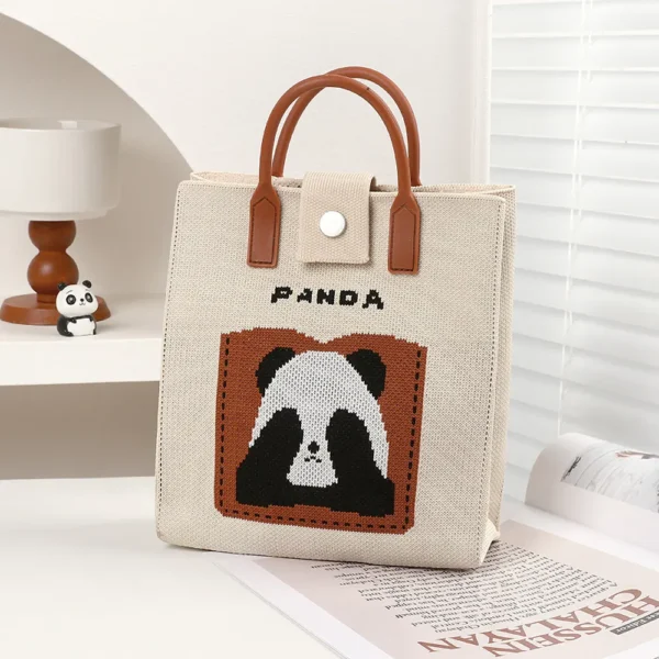 WPBGST000026 Everyday Casual Versatile Cute Covering Eyes Panda Tote Bag