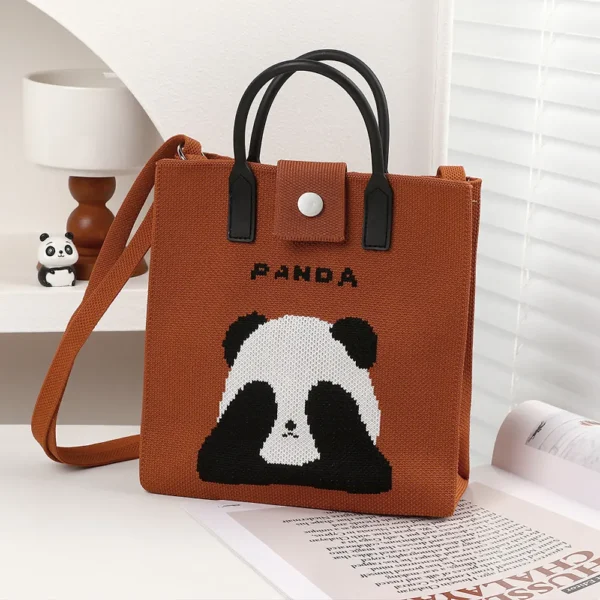 WPBGST000027 Everyday Casual Versatile Cute Covering Eyes Panda Tote Bag