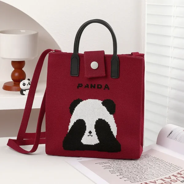 WPBGST000028 Everyday Casual Versatile Cute Covering Eyes Panda Tote Bag