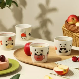 WPLSCPTC0030-0034-01 Exquisite Hand-Painted Cartoon Panda Ceramic Tea Cup