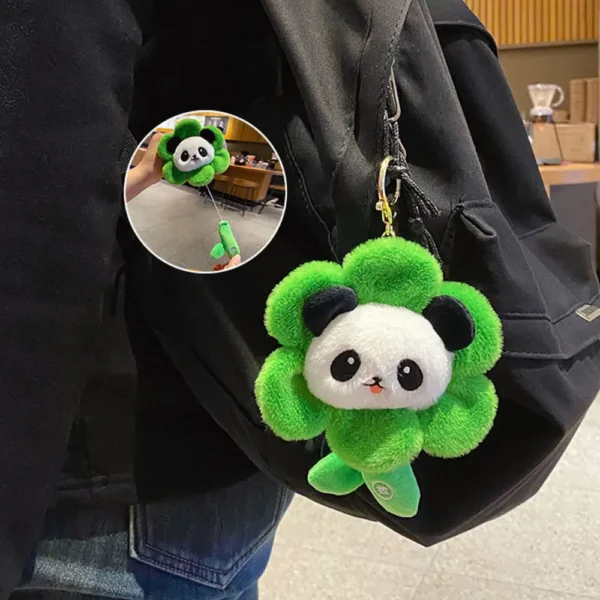 WPDCCM000075-02 Fun and Adorable! Cartoon Pull-and-Vibrate Plush Panda Keychain